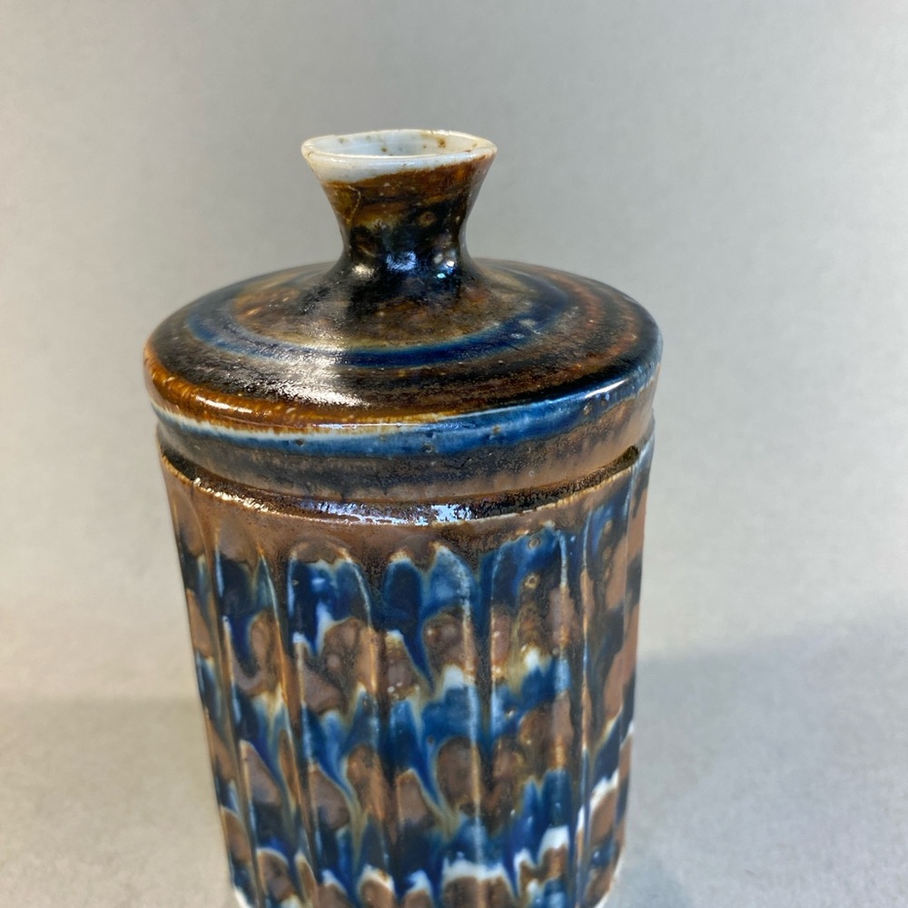 Otagiri Ceramic Vase - Blue and Brown Tones